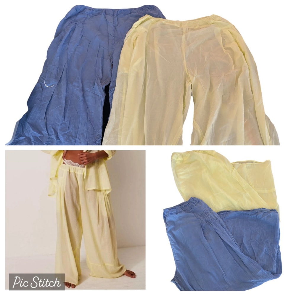 NWOT💛💙Free People Intimately Heat of the Night Lounge Pants Bundle